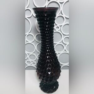 VTG MCM EMPOLI AMETHYST DIAMOND POINT GLASS FLOWER VASE ~ HTF COLOR 💜